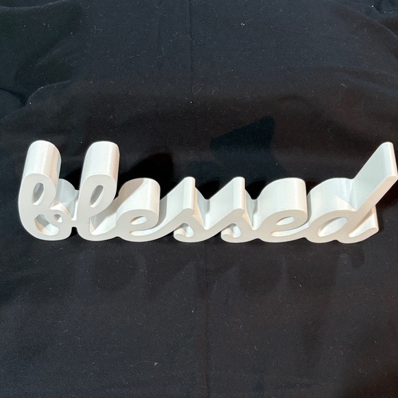 White 'Blessed' Wall Decor 15” long table sign 1-1/2” wide - Picture 3 of 8